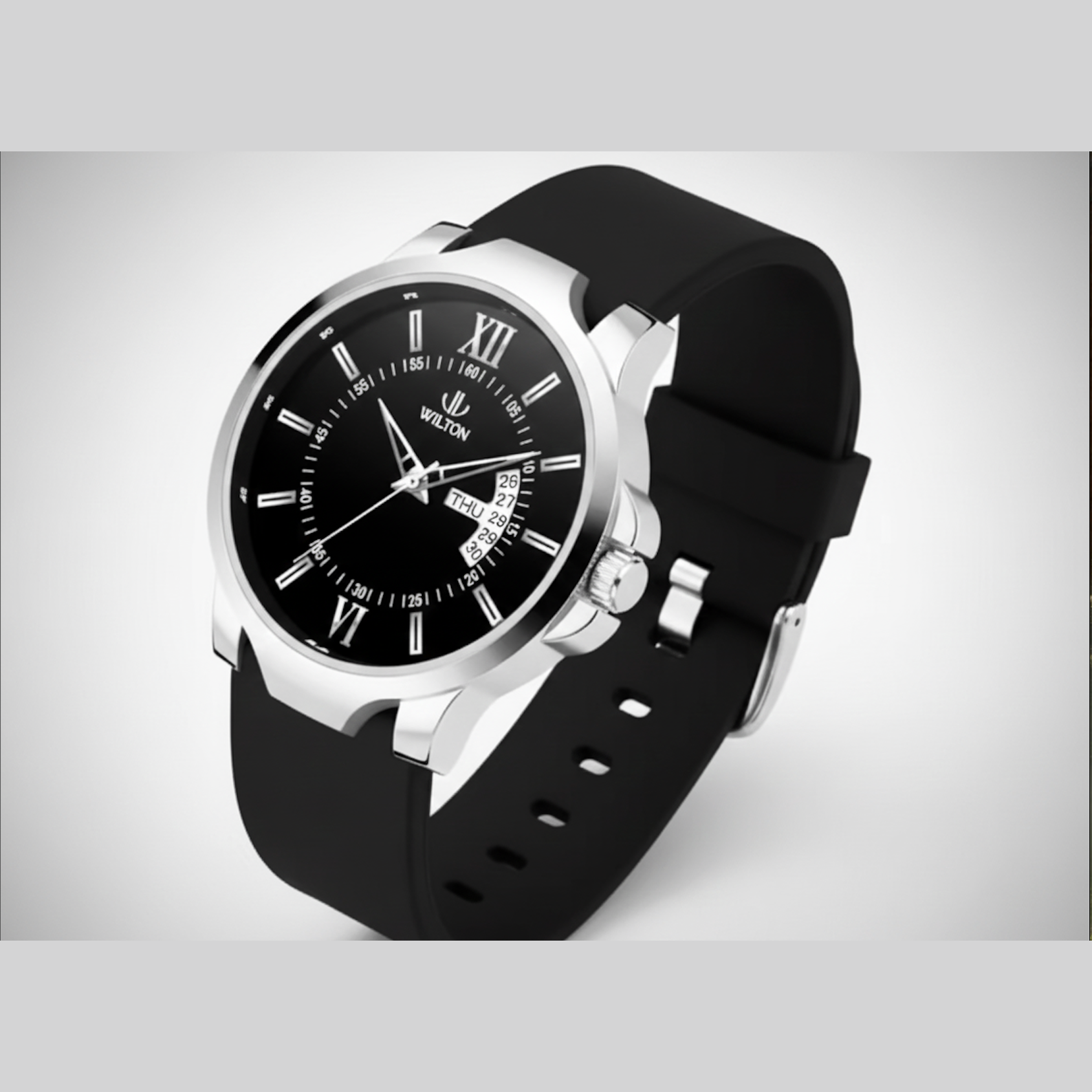 WILTON D-92 Men’s Day-Date Analog Watch – Leather Belt, Steel Back