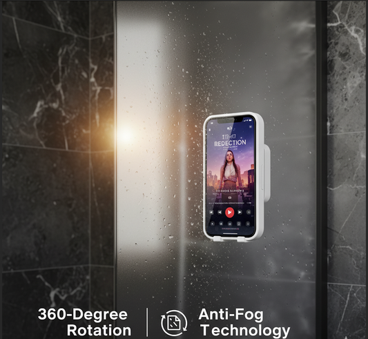 360Β° Waterproof Shower Phone Holder β Anti-Fog, Wall-Mounted Bathroom Mount (White)