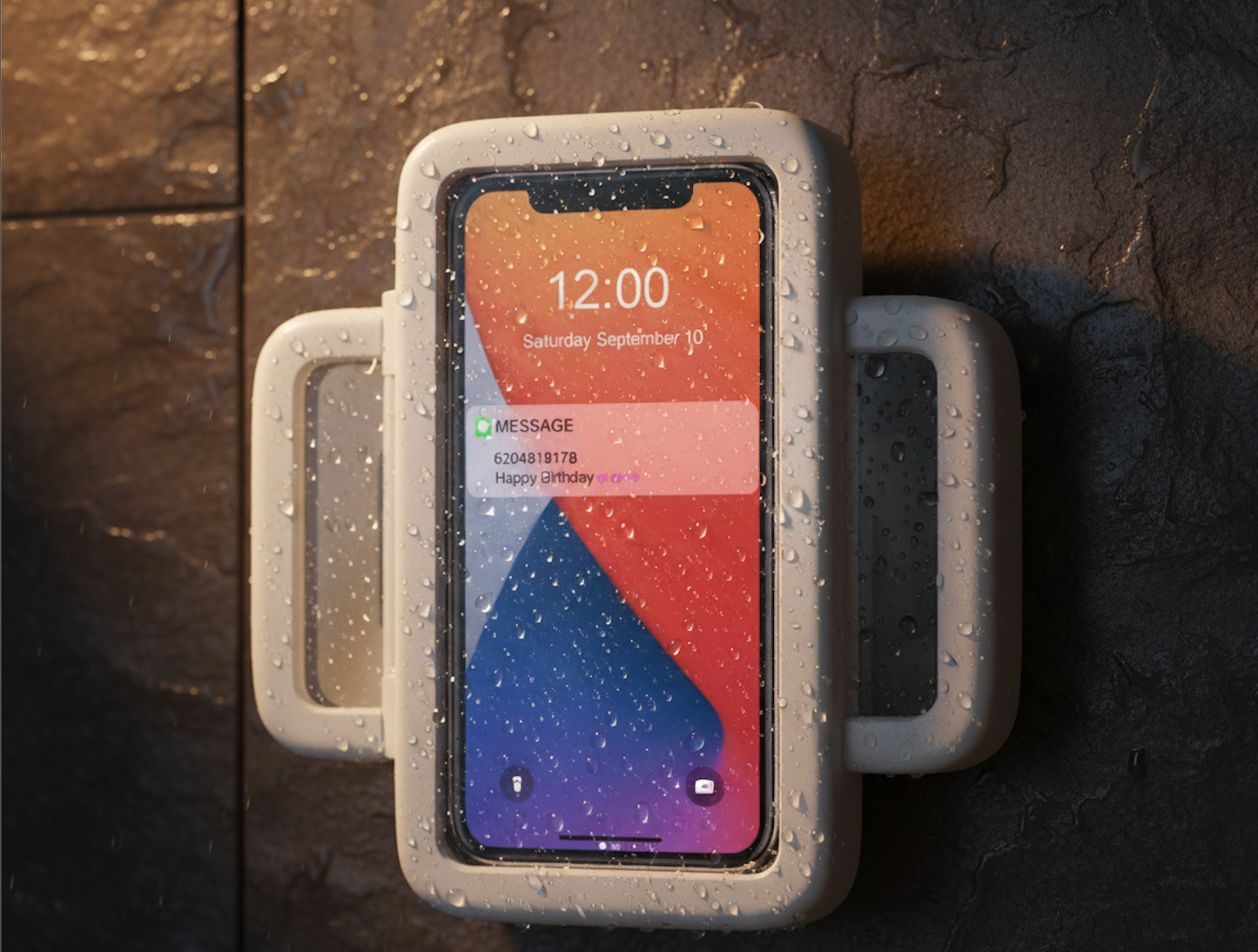 360° Waterproof Shower Phone Holder – Anti-Fog, Wall-Mounted Bathroom Mount (White)