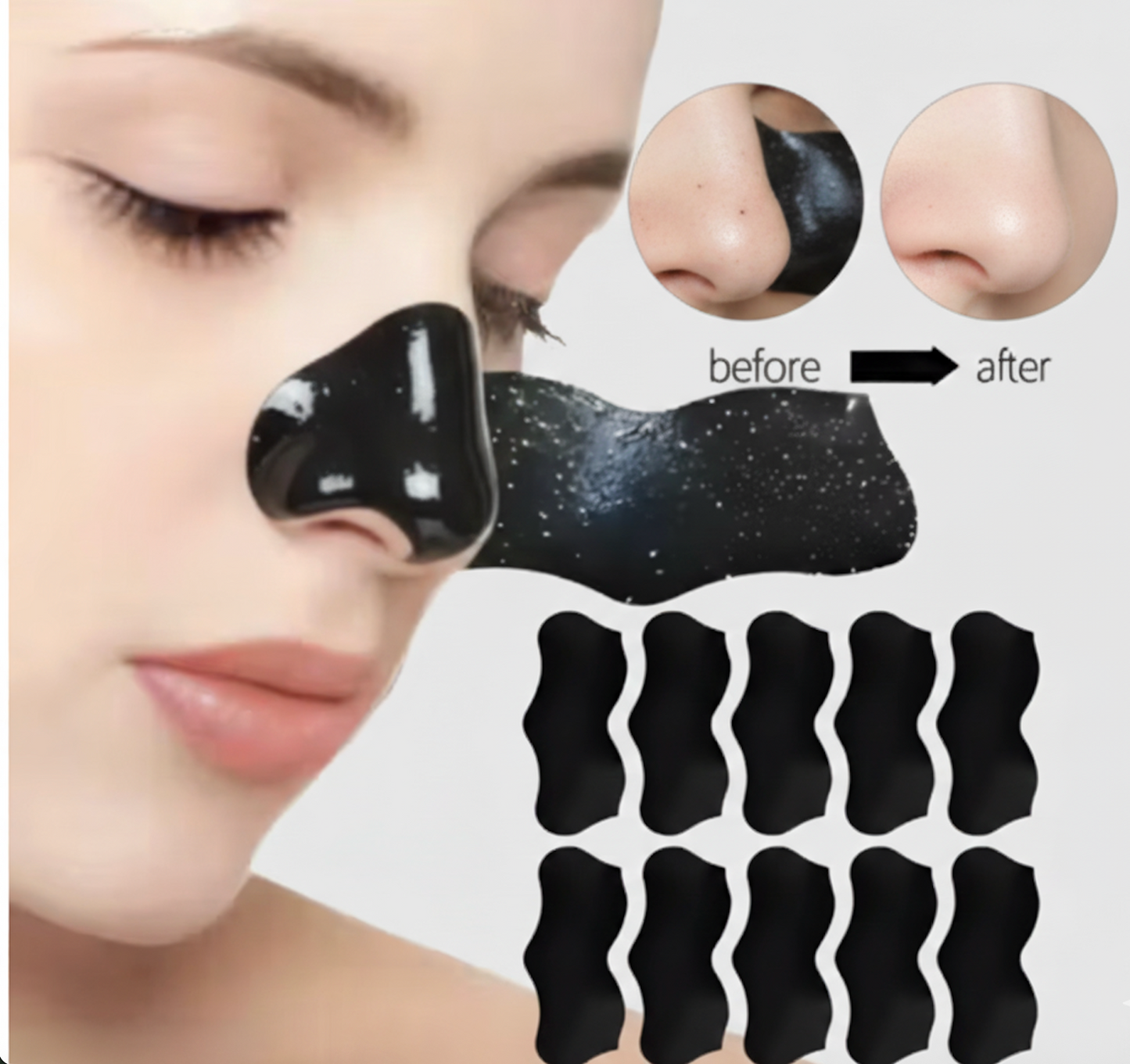 PurePore 10-Pack Charcoal Strips – Deep Clean for Clearer Skin