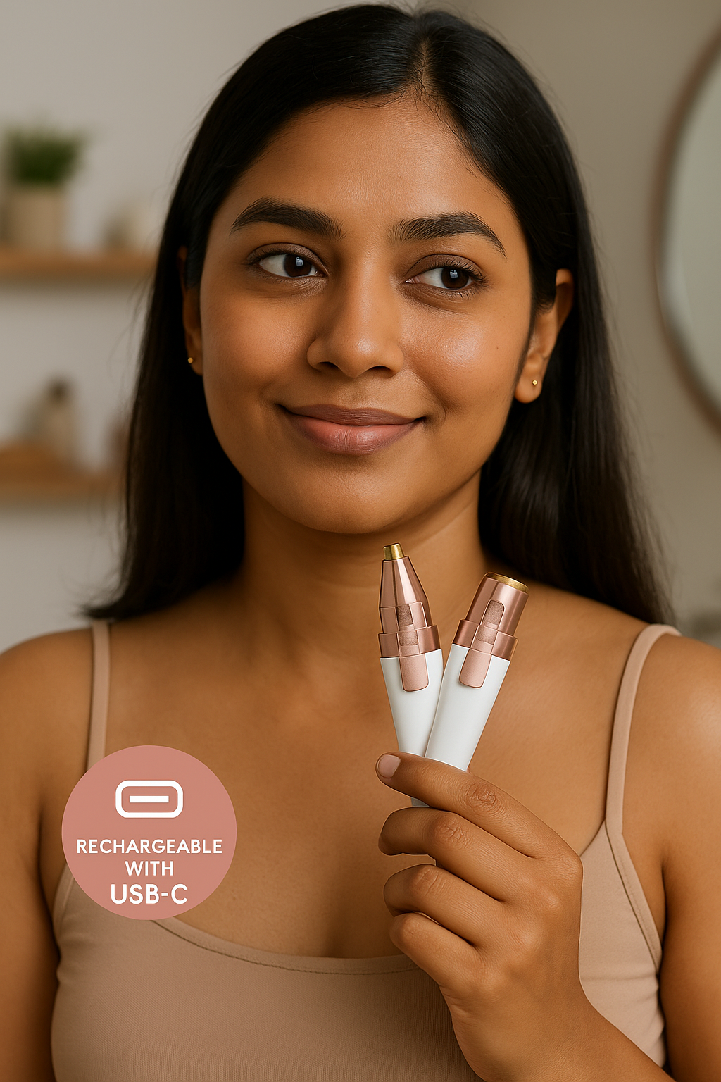 2-in-1 Face Epilator & Brow Hair Remover (Painless + Rechargeable)