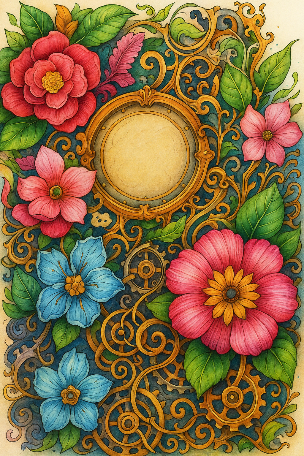 Creative Escape Combo – Adult Coloring Book with Artist Sketch Pens