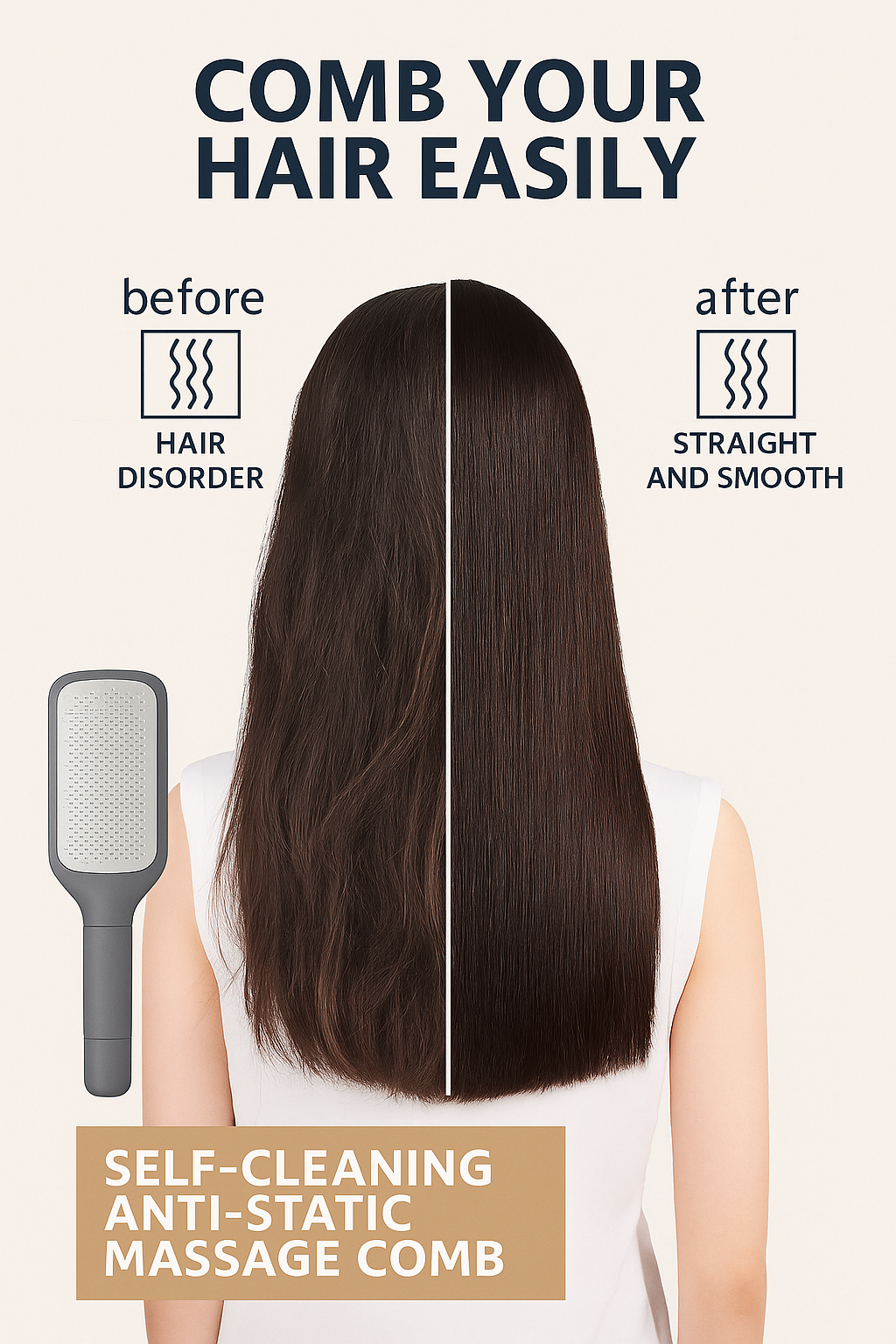 Self-Cleaning Detangling Rotator Massage Comb – Anti-Static & Frizz-Control Brush