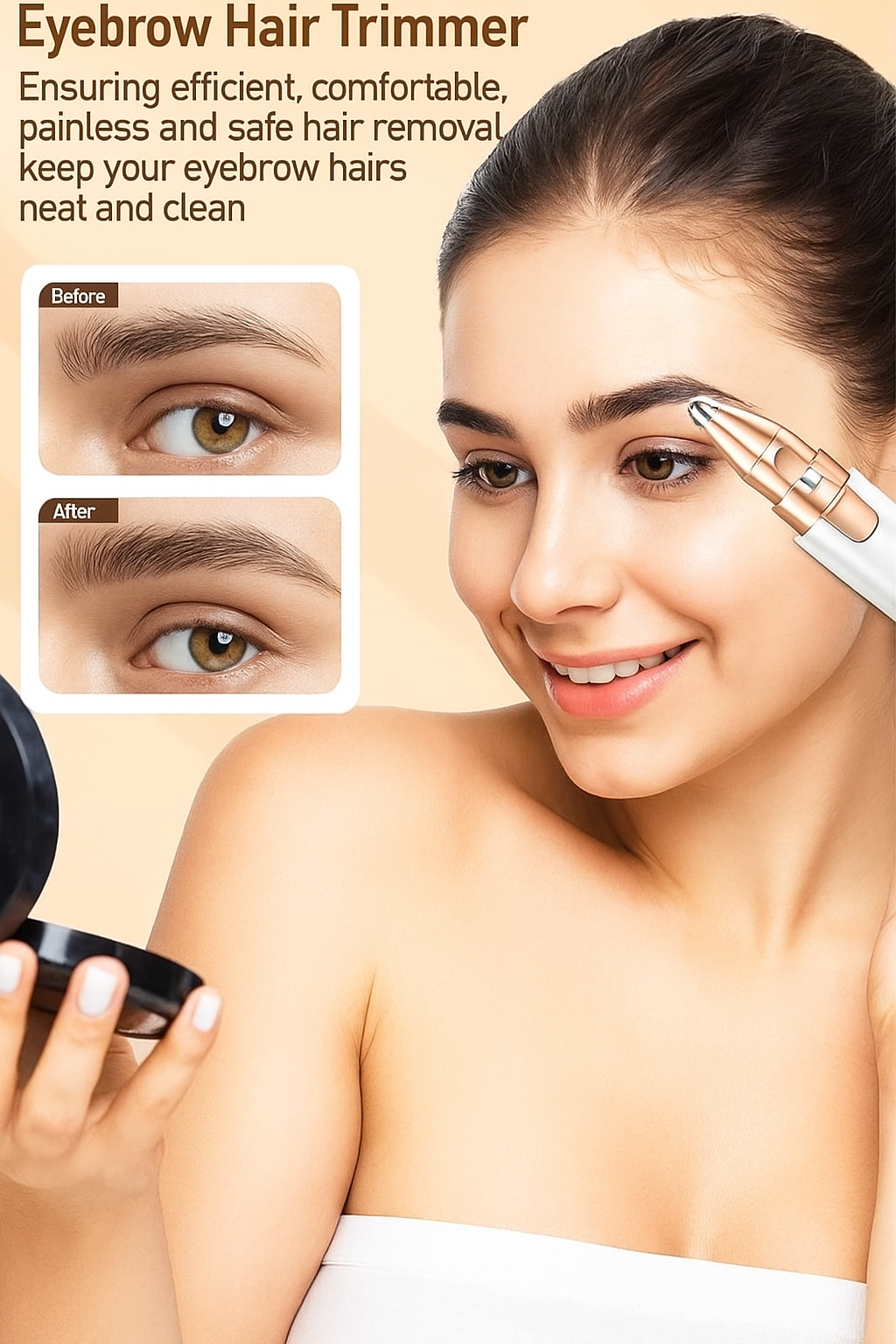 2-in-1 Face Epilator & Brow Hair Remover (Painless + Rechargeable)