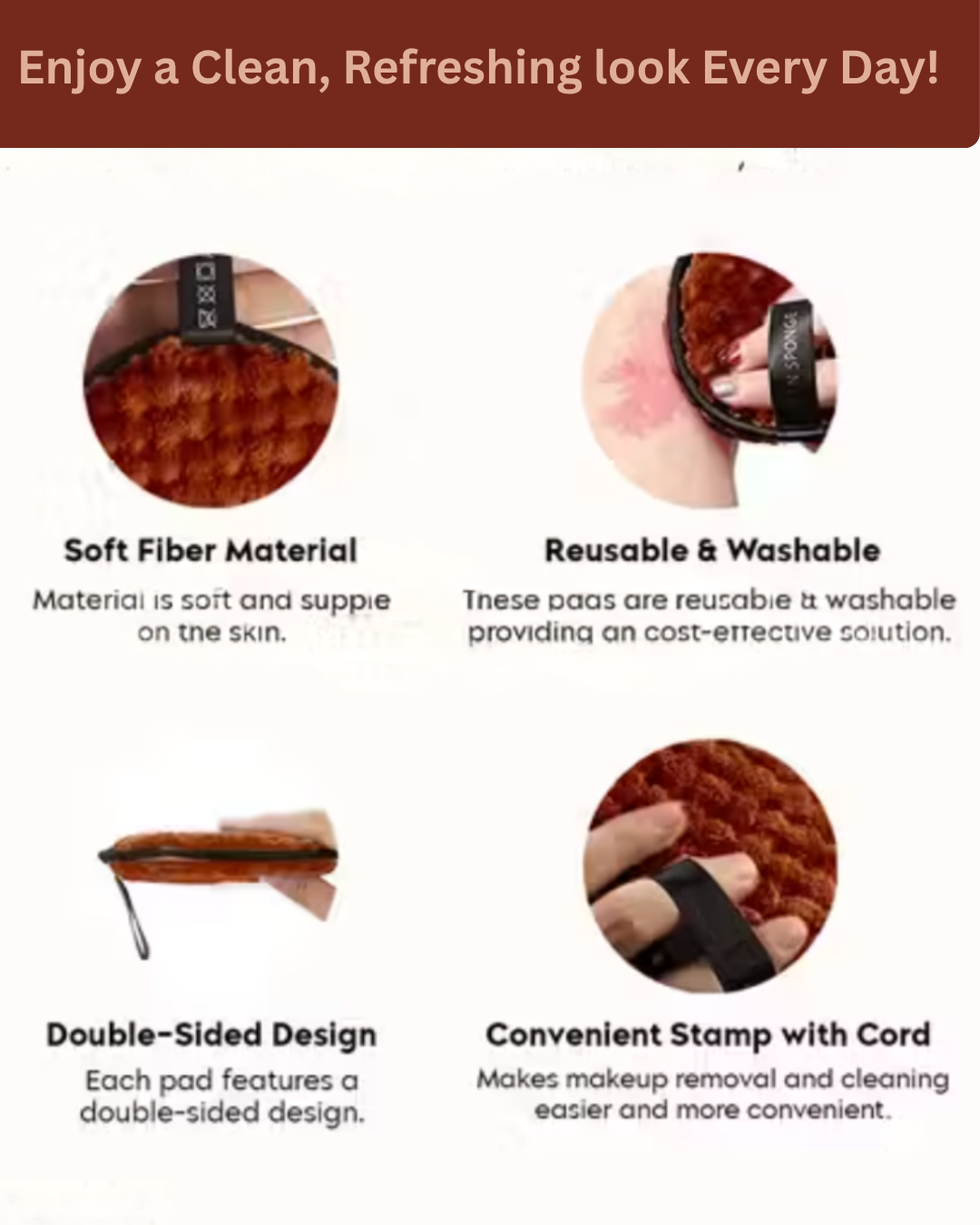 Infused Clean Sponge (Pack of 4), Suitable Makeup Remover for all Skin Types