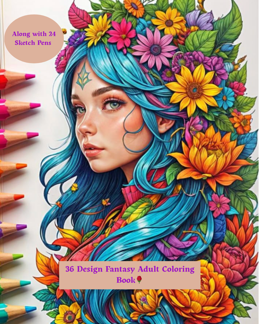 Creative Escape Combo – Adult Coloring Book with Artist Sketch Pens