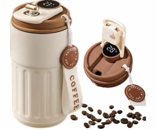SmartTemp 460 ml Thermal Mug – Brown Stainless Steel with Temperature Display