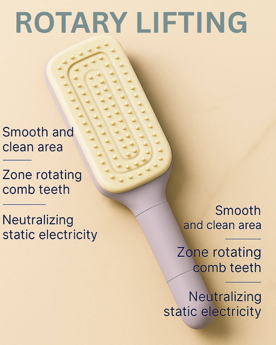 Self-Cleaning Detangling Rotator Massage Comb – Anti-Static & Frizz-Control Brush