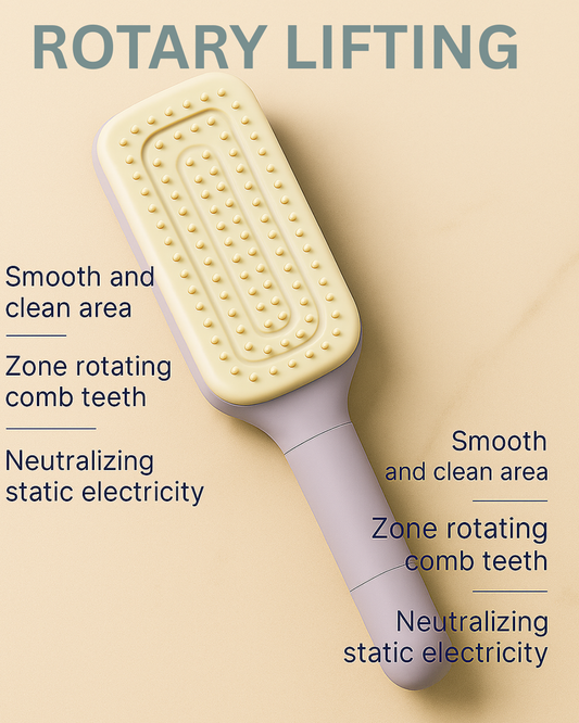 Self-Cleaning Detangling Rotator Massage Comb – Anti-Static & Frizz-Control Brush