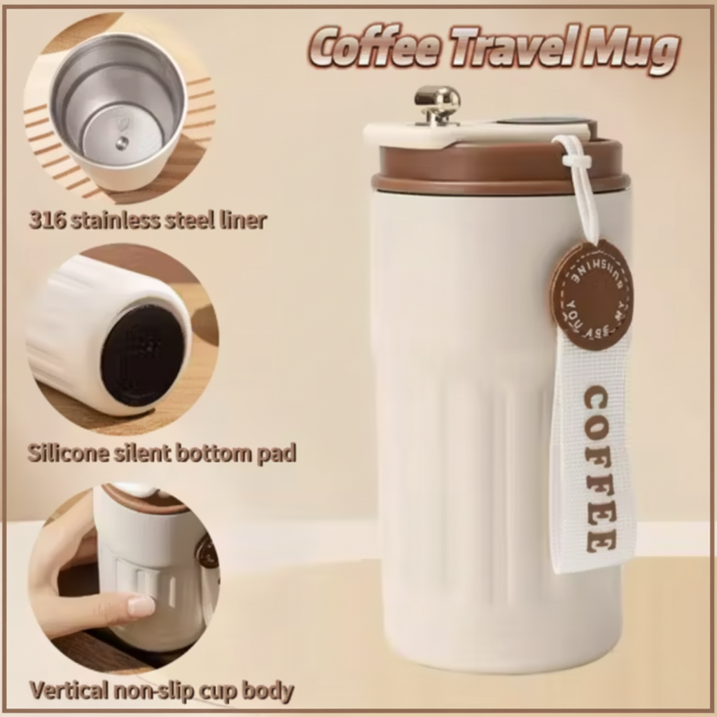 SmartTemp 460 ml Thermal Mug – Brown Stainless Steel with Temperature Display